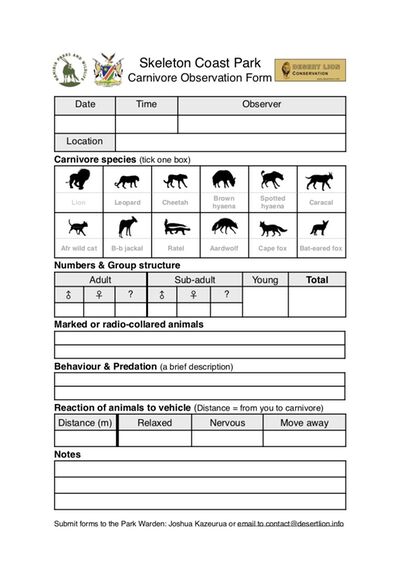 Desert Lion Reporting Form