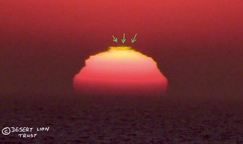 Green flash at sunset along the Skeleton Coast