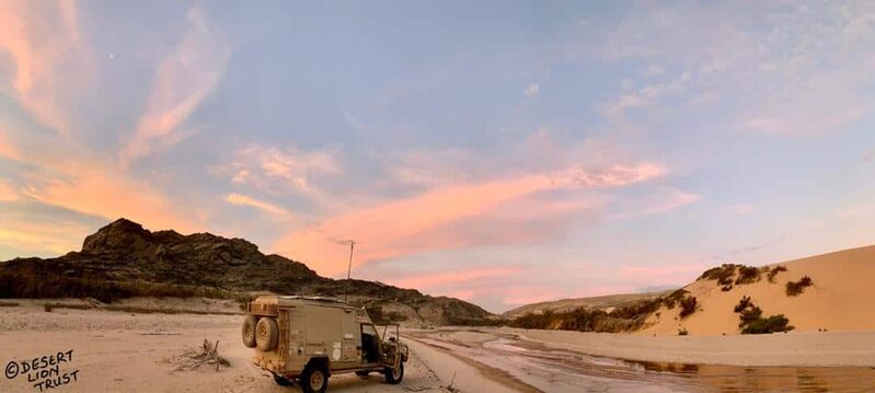 Sunset in the Hoaruseb river before arrival of the second flood