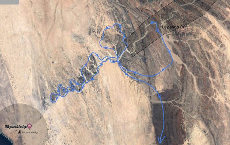 Movements of the Orphan lionesses after arrival of the Hoaruseb floodwaters