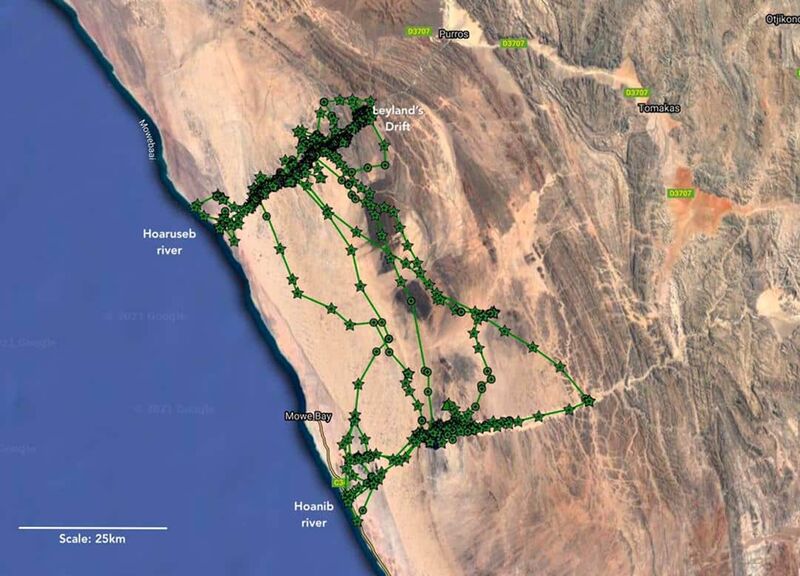 Movement patterns of the two Orphan lionesses between 1 Jan 2021 and 20 April 2021.